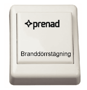 Brandknapp ELKO Utvändig Graverad "Branddörrstängning" Logo Prenad"