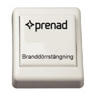 Brandknapp ELKO öppnaknapp infälld graverad "Branddörrstängning" Logo Prenad