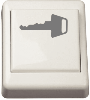 ELKO (RS) strömställare - Valfri gravyr "Öppnaknapp"