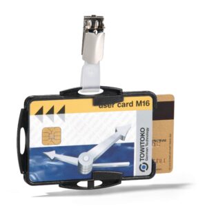 Korthållare öppen f 2 kort m hängselclips