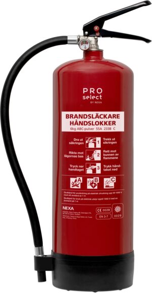 Pulversläckare 6 Kg 55A Röd