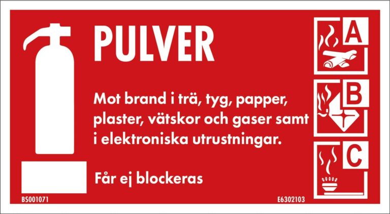 Skylt Pulversläckare 200X110Mm