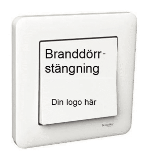 Exxact strömställare - Valfri gravyr "Branddörrstängning" + Er Logo