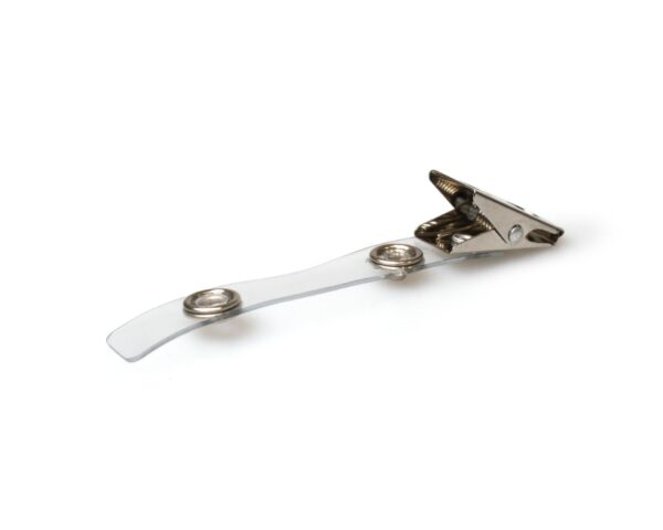 Krokodilklämma metall 70 mm med genomskinligt band (100 pack) A-CL-CCMPC