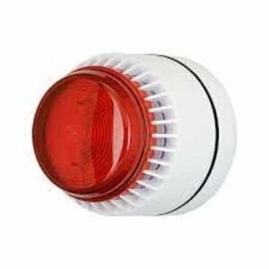 Eaton 640202FULL-0039 Fulleon Flashni Xenon Sounder Beacon, 12VDC, Shallow Base, Set to Tone 5 (FL/RL/W/S 12V SND 5), Red Lens, White