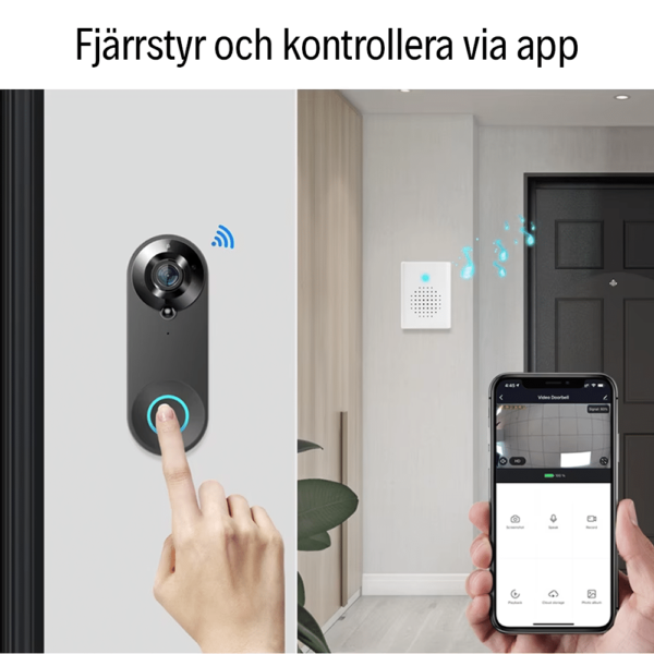 Dörrklocka med Kamera – Full HD, WiFi, Tuya Smart App, Rörelsedetektion & Tvåvägskommunikation DK-W3-TY-1080P