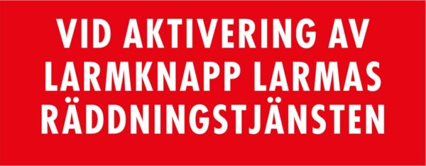 SKYLT 90X35 RÖD RÄDDN.TJ. LARM 6301825