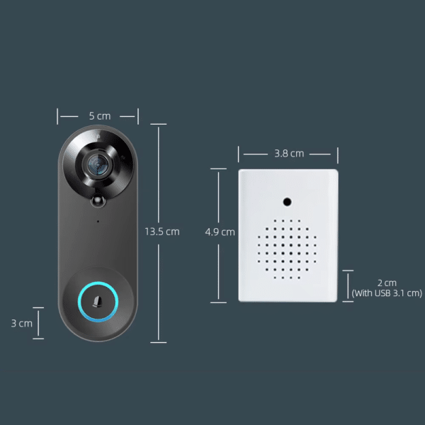 Dörrklocka med Kamera – Full HD, WiFi, Tuya Smart App, Rörelsedetektion & Tvåvägskommunikation DK-W3-TY-1080P