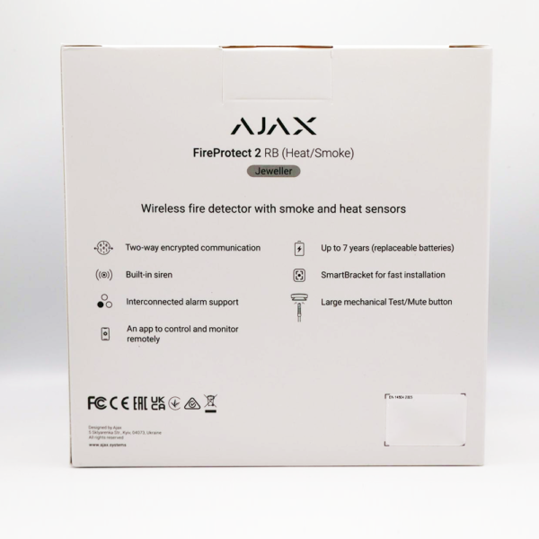 Ajax FireProtect 2 Rök och temperaturvarnare Vit 52250.136.WH1