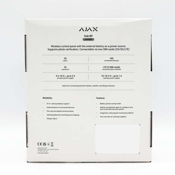 Ajax Hub BP 4G Batteridriven - Vit 93601.263.WH1