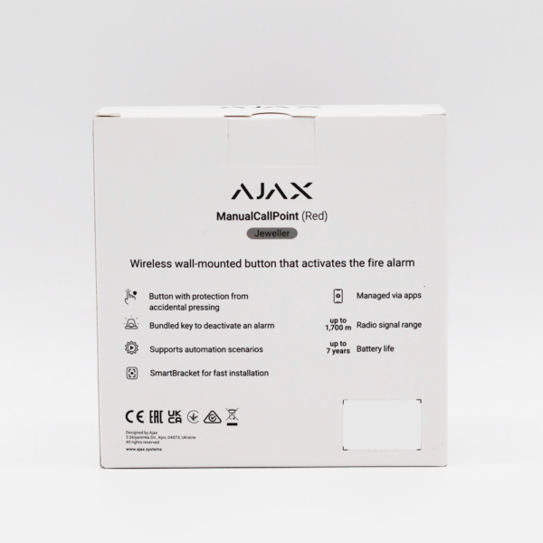 Ajax ManualCallPoint Röd - Trådlös brandlarmsknapp 60815.171.NC1