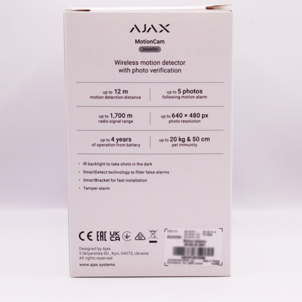 Ajax MotionCam Kameradetektor Husdjursfunktion Vit 38190.23.WH1