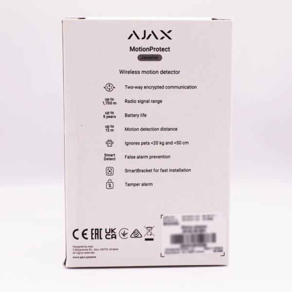 Ajax MotionProtect Rörelsedetektor husdjur Vit 38193.09.WH1