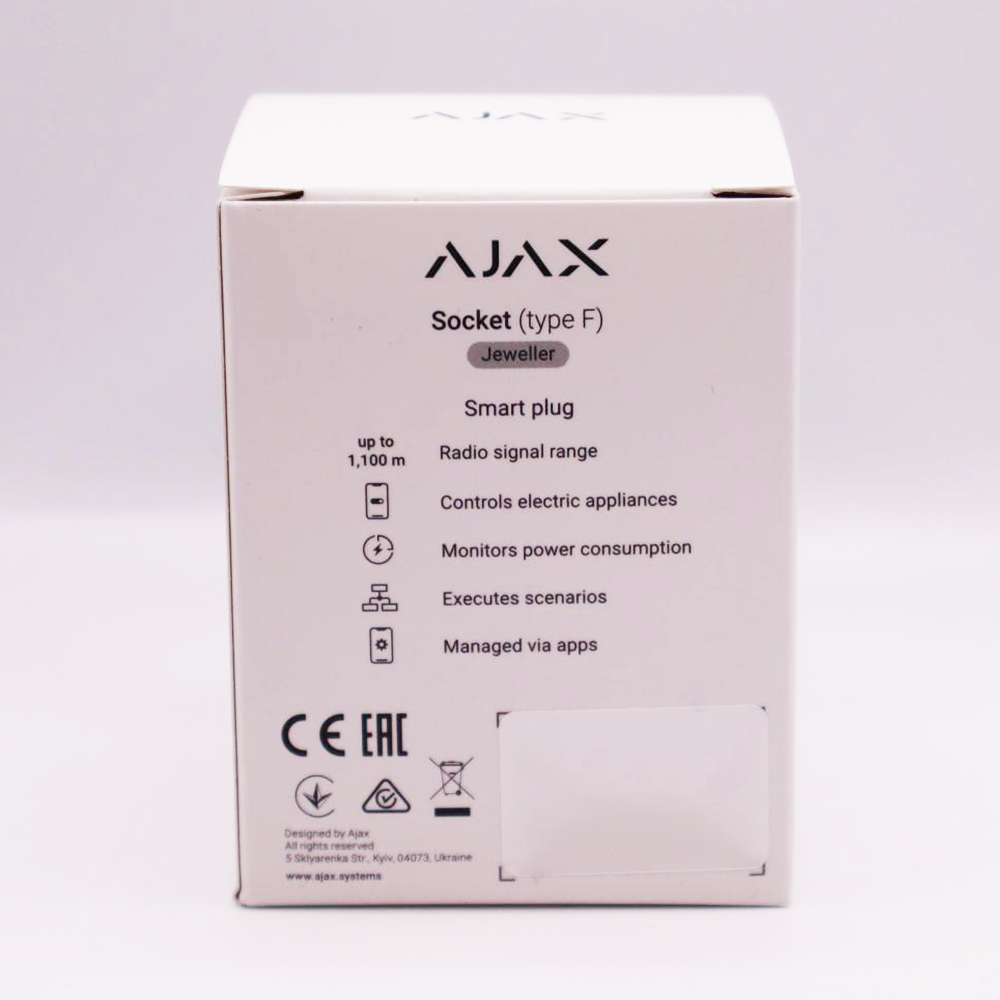 Ajax Smart Socket Smart Plug 230 Volt Vit 38209.34.WH1 Ajax Smart Socket Smart Plug 230 Volt Vit 38209.34.WH1