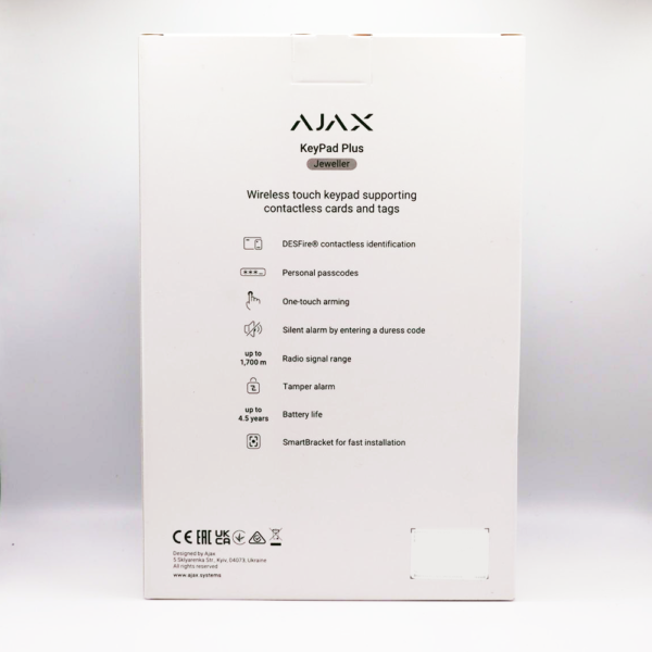 Ajax KeyPad Plus Manöverpanel DESFire vit - Inbyggd RFID läsare 38253.83.WH1