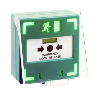 Nödöppningsknapp Grön med LED, Summer samt 3 Reläer NC/C/NO (Återställbar med nyckel som ingår i produkten)