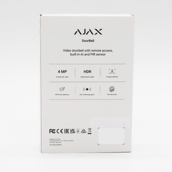 Ajax Doorbell - Dörrklocka med Kamera - Vit 66390.125.WH1
