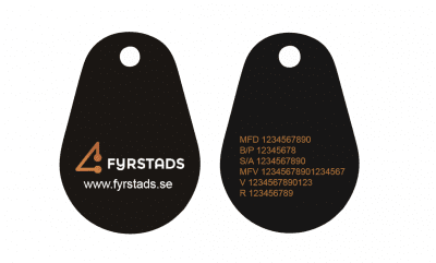 Uranus Epoxy EM4200/Mifare1k Nr & Logo Fyrstads Svart