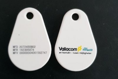 Uranus Plus Mifare1k Graverade Nummer Färglogo Vallacom Vit