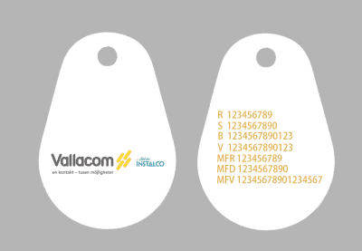 Uranus Epoxy EM4200/Mifare1k Nummer Färglogo Vallacom Vit
