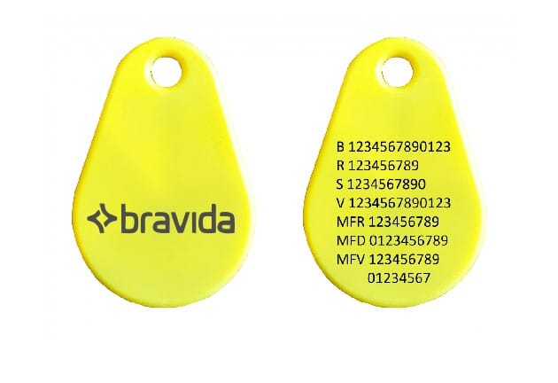 Uranus Pro Kombi EM4200/Mifare1k  Graverade nummer logo Bravida - Gul