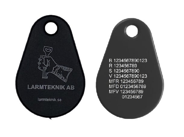 Uranus Pro Kombi EM4200/Mifare1k Graverade nummer Logo Larmteknik Svart