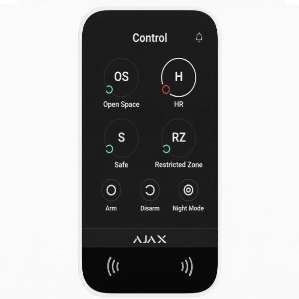 Ajax KeyPad Touchscreen Manöverpanel - Vit - Inbyggd RFID läsare 58455.148.WH1