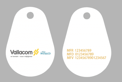Uranus Epoxy Mifare1k Nummer Färglogo Vallacom Vit