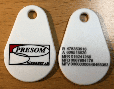 Uranus PRO EM4200/Mifare1k  Nummer Färglogo Presom Vit