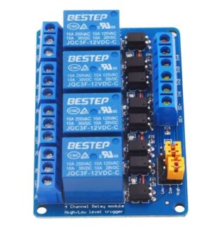 Relä 24V 4-kanals med hög/låg nivåstyrning