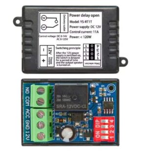 Tidsrelä 12V C/NO tillslagsfördröjt relä 0,3 - 60 sekunder