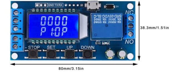 Tidsrelä 6-30V Programmerbar 0,01s–9999 minuter - LCD skärm REL-TIME-PRG