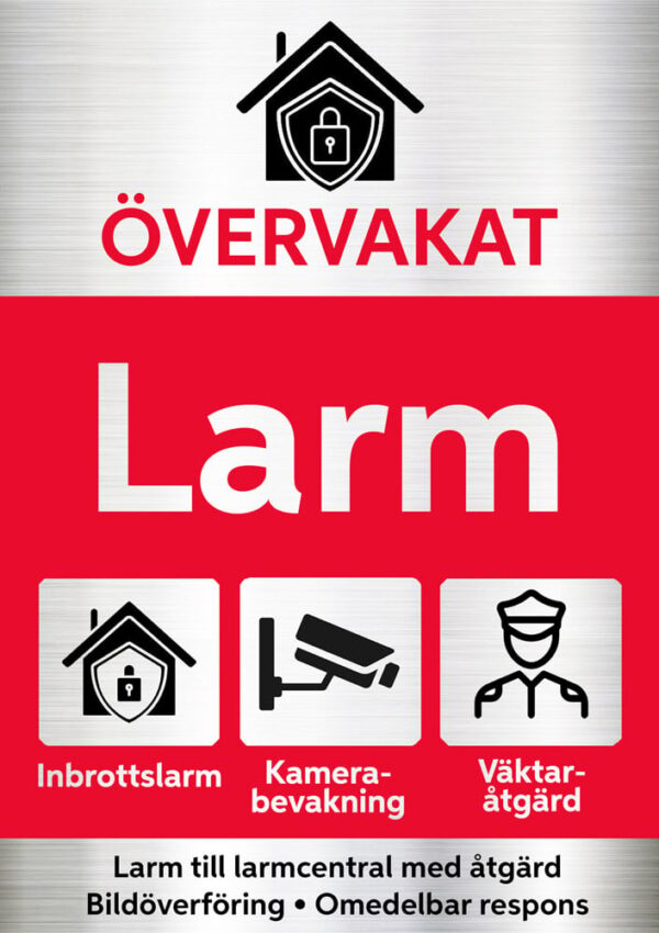 Larmdekal Aluminium 2 Självhäftande Liten (A8) 52x74mm larmdekal-alu2-a8