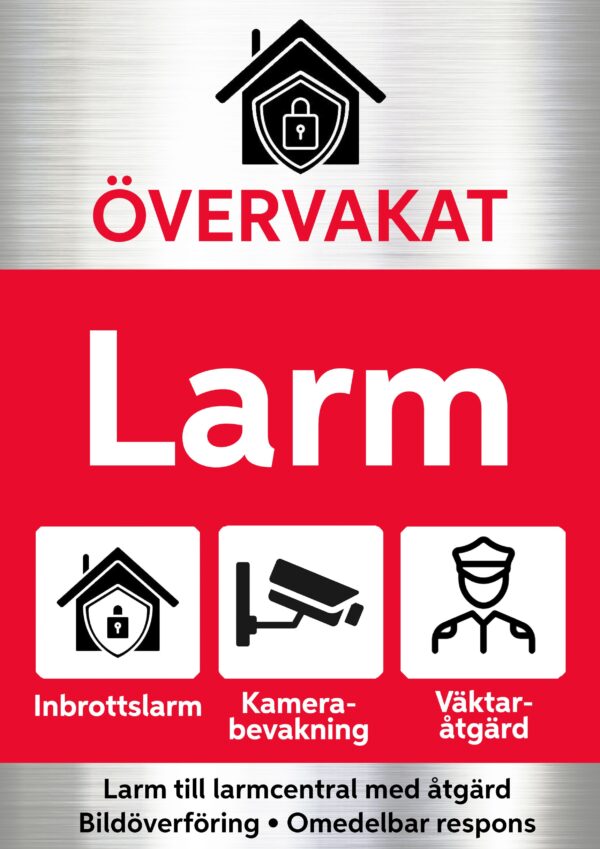 Larmdekal Aluminium 2 Självhäftande Stor (A5) 148x210mm larmdekal-alu2-a5