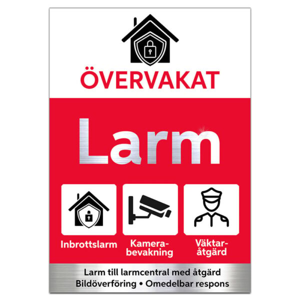 Larmskylt Aluminium 2 Självhäftande (A4) 210x297mm larmdekal-alu2-a4